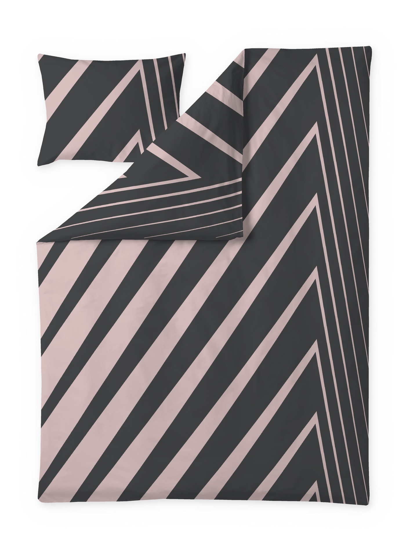 60652-4424-03-06; Finlayson Korret Pussilakanasetti Harmaa / Vaaleanpunainen / 150x210 + 50x60 cm