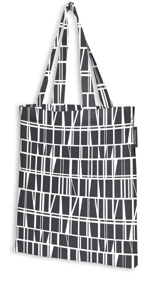 80220-3435-01-10; Finlayson - Klassikko Coronna kangaskassi Musta / Valkoinen / 36x42 cm