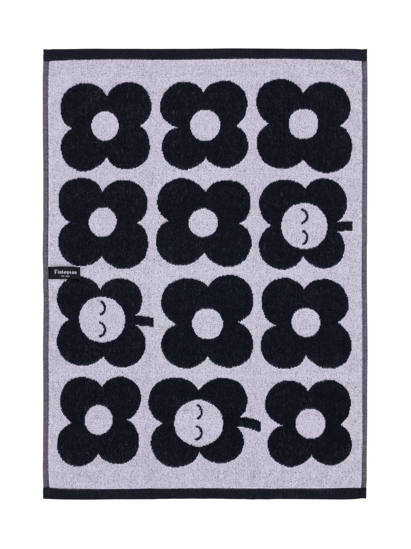 70563-5497-01-12_3; Finlayson Kukka Käsipyyhe Musta / Valkoinen / 50x70 cm