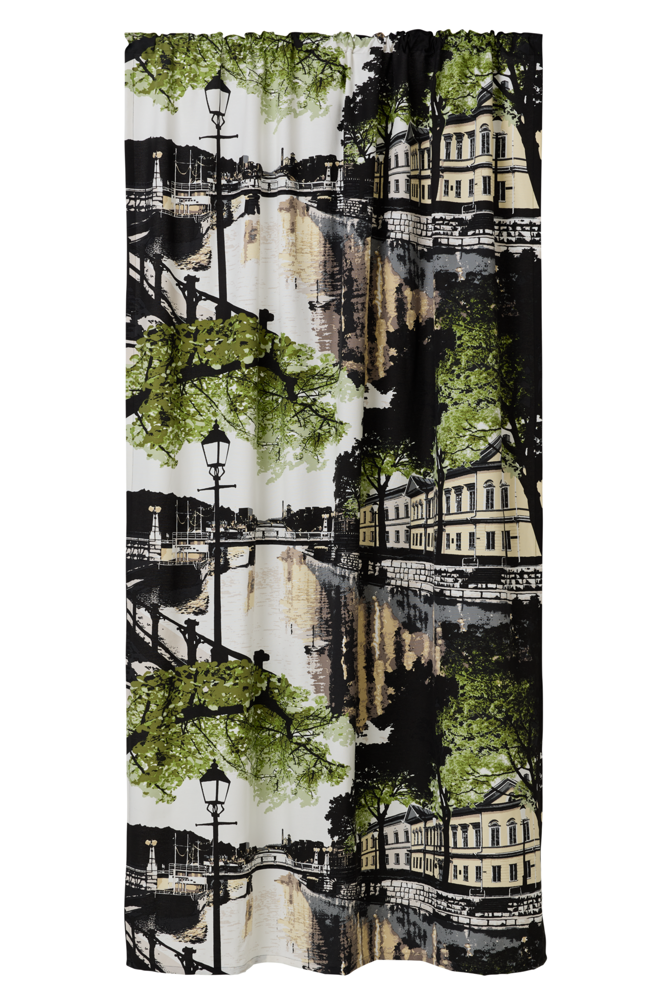 CT000326-7120; Finlayson Aurajoki Curtains Vihreä-keltainen / 140x250 cm