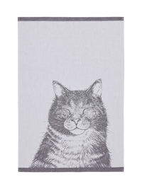 70940-5393-01-10; Finlayson Kissa Keittiöpyyhe Musta / Valkoinen / 50x70 cm