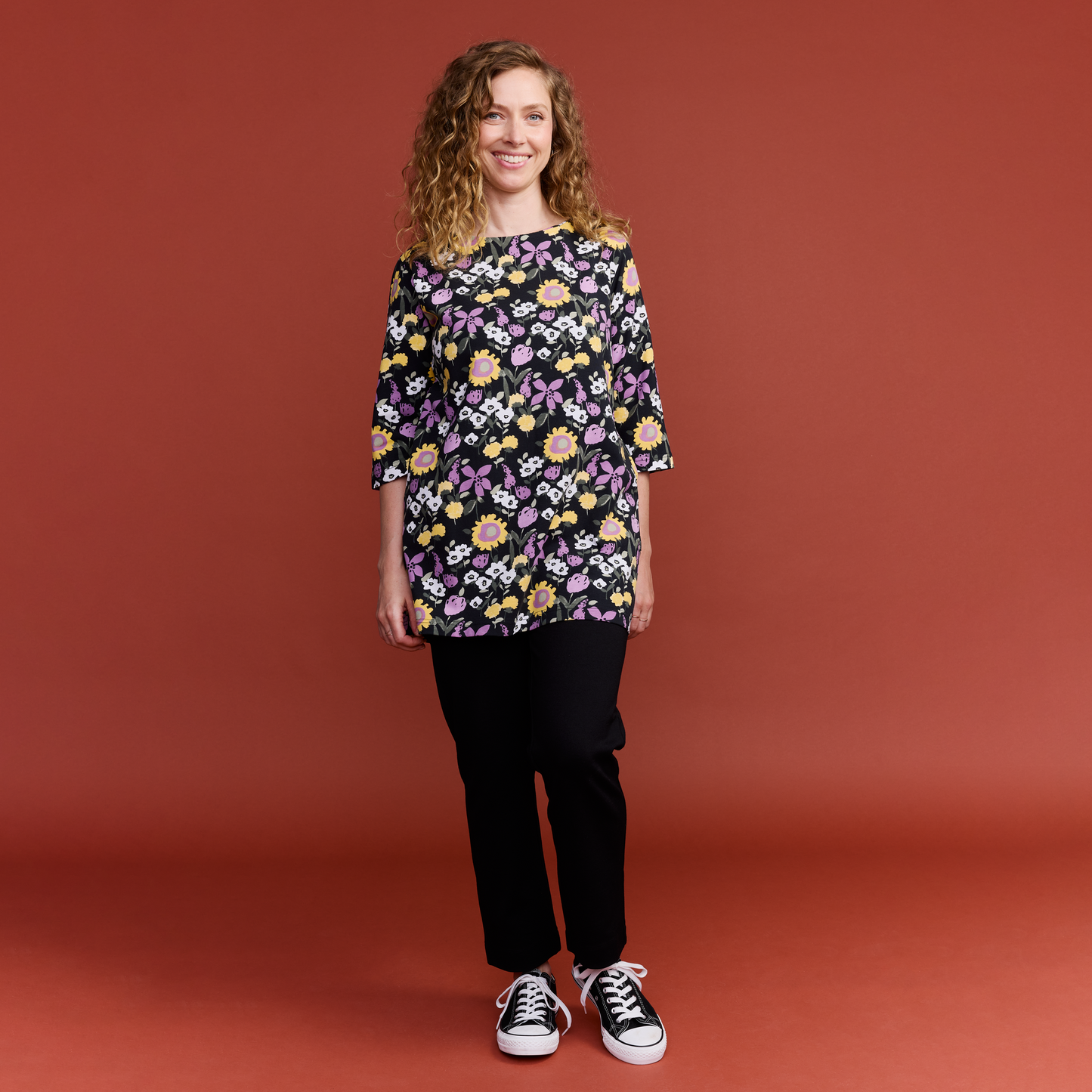 22702960005; Finlayson Ihana Trikootunika Musta / Malva / XXL