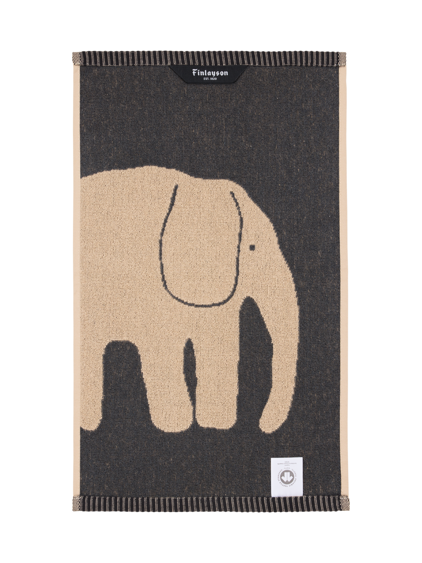 70562-5415-04-12_1; Finlayson Elefantti vapaa Käsipyyhe Tummanharmaa / Beige / 30x50 cm