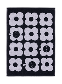 70563-5497-01-12; Finlayson Kukka Käsipyyhe Musta / Valkoinen / 50x70 cm