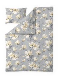 60712-4667-26-06; Finlayson Magnolia Satiinipussilakanasetti Vaaleanharmaa / Keltainen / 150x210 + 50x60 cm