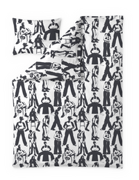 60712-5532-01-06; Finlayson ALMA Lovers Satiinipussilakanasetti Mustavalkoinen / 150x210 + 50x60 cm