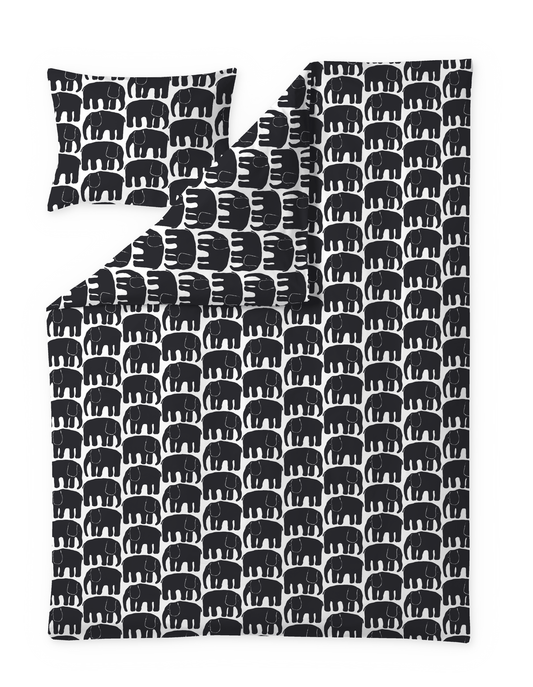 60652-4547-05-06; Finlayson FI Elefantti pussilakanasetti Musta / 150x210 + 50x60 cm