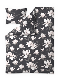 61712-4667-01-06; Finlayson Magnolia Satiinipussilakanasetti Tummanharmaa / Roosa / 150x210 + 50x60 cm
