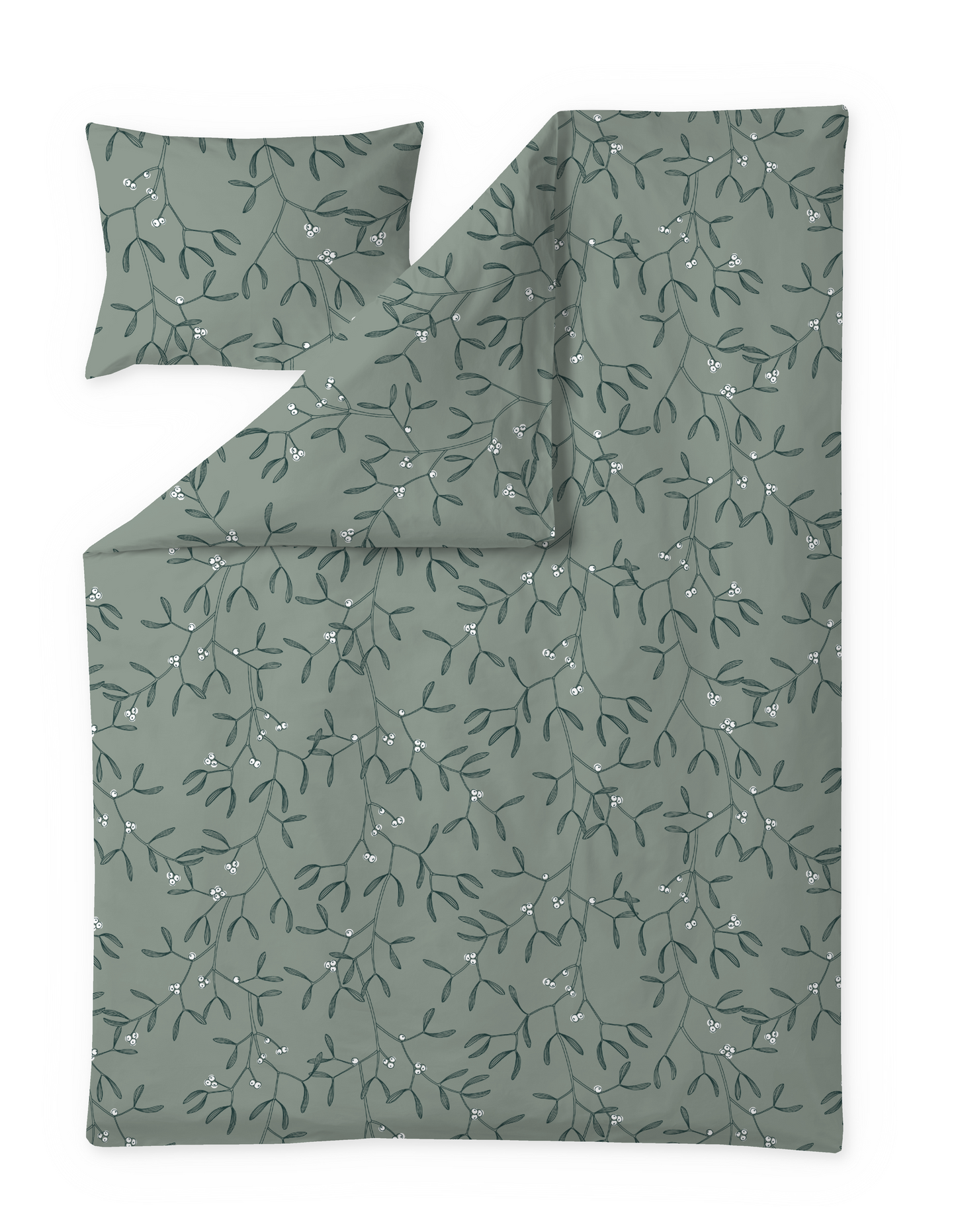 60712-5132-05-06; Finlayson Misteli Satiinipussilakanasetti Salvianvihreä / 150x210 + 50x60 cm