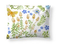 60138-5511-02-10; Finlayson Puutarhajuhla Satiinityynyliina Vihreä / Sininen / 50x60 cm