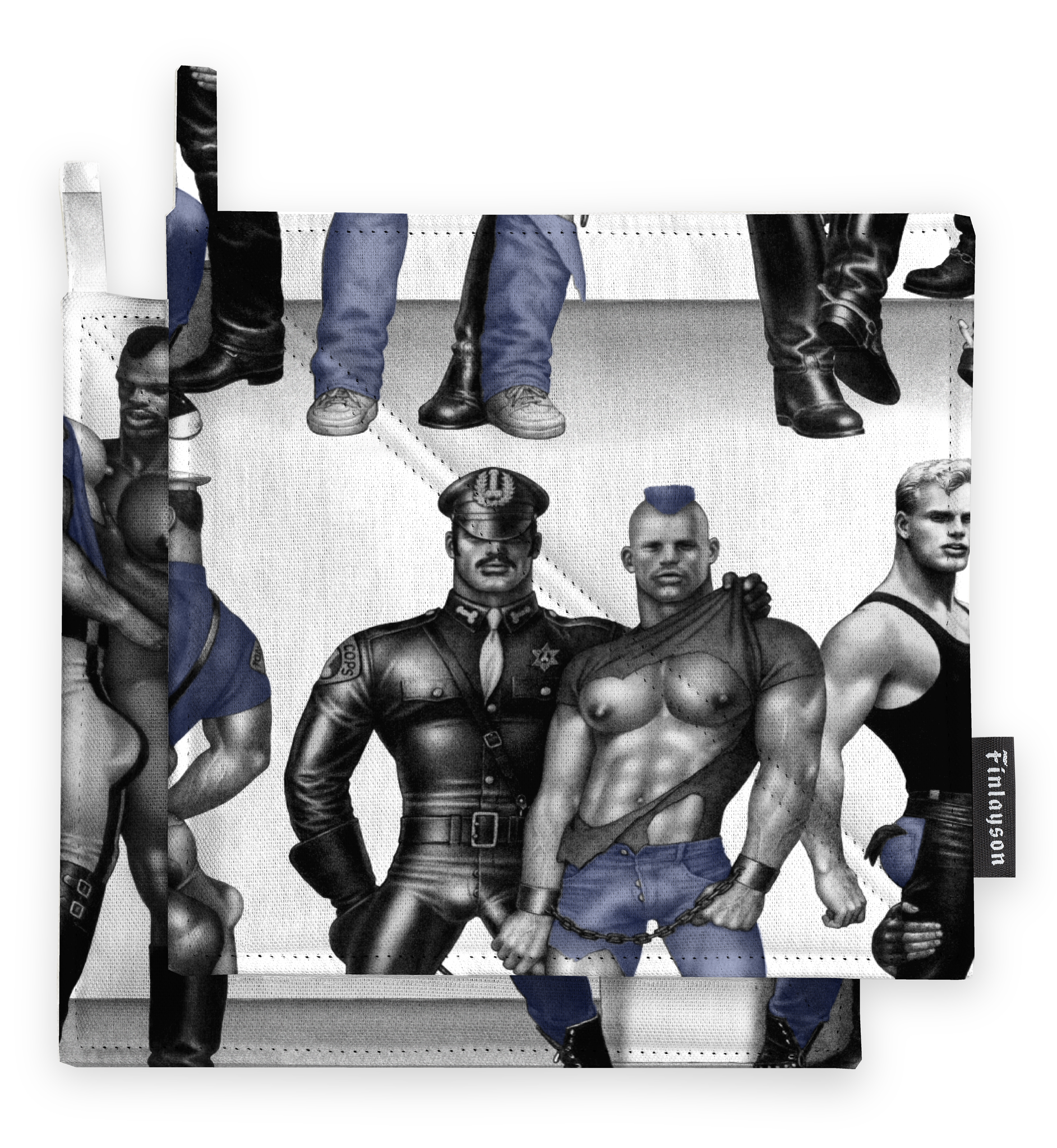 80017-4865-01-10; Finlayson Tom Of Finland Blue Squad Patalappu 2kpl Musta / Sininen / 22x22 cm