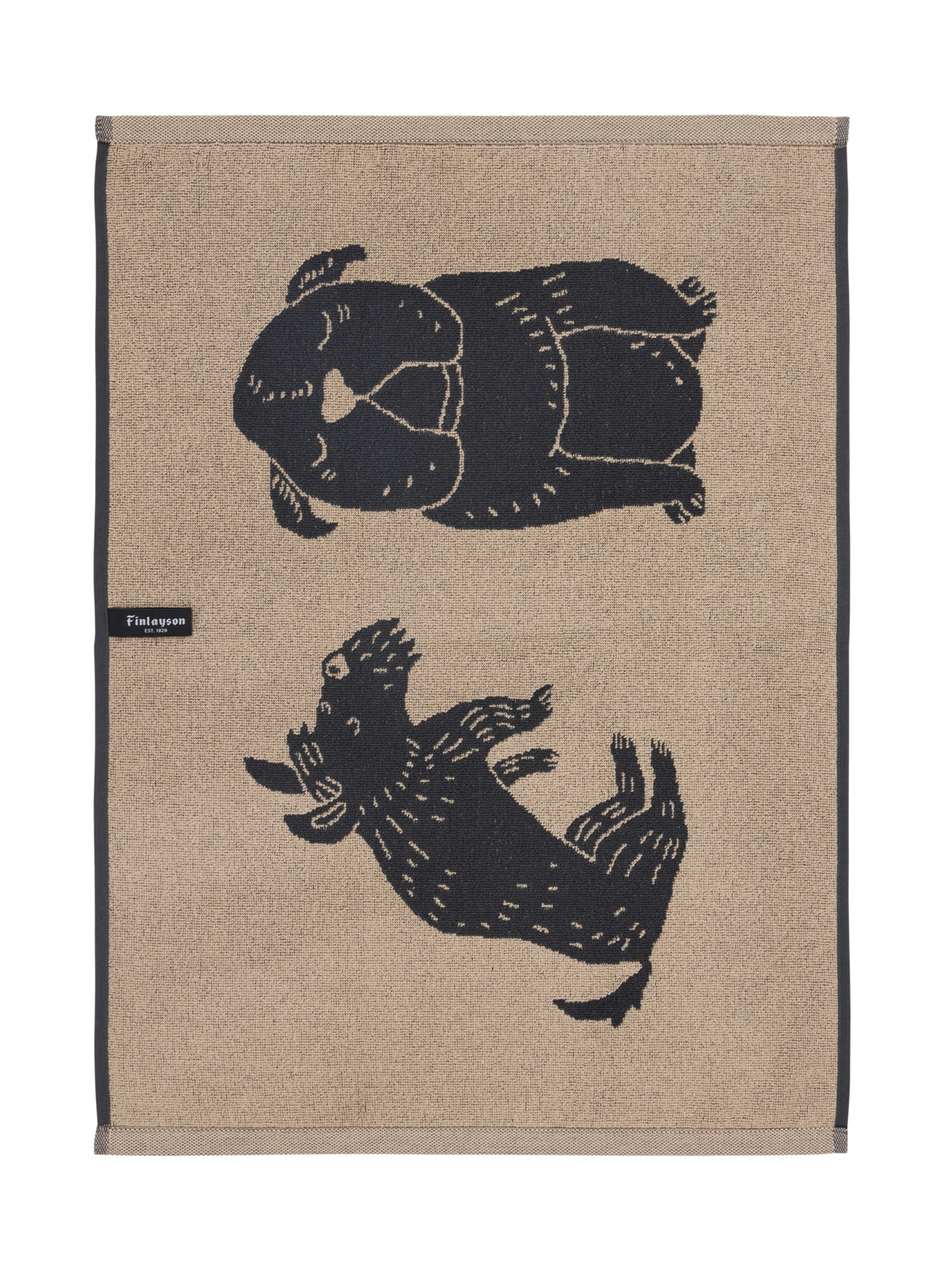 70553-5554-01-12_1; Finlayson KOIRUUKSIA Käsipyyhe Tummanharmaa / Beige / 50x70 cm