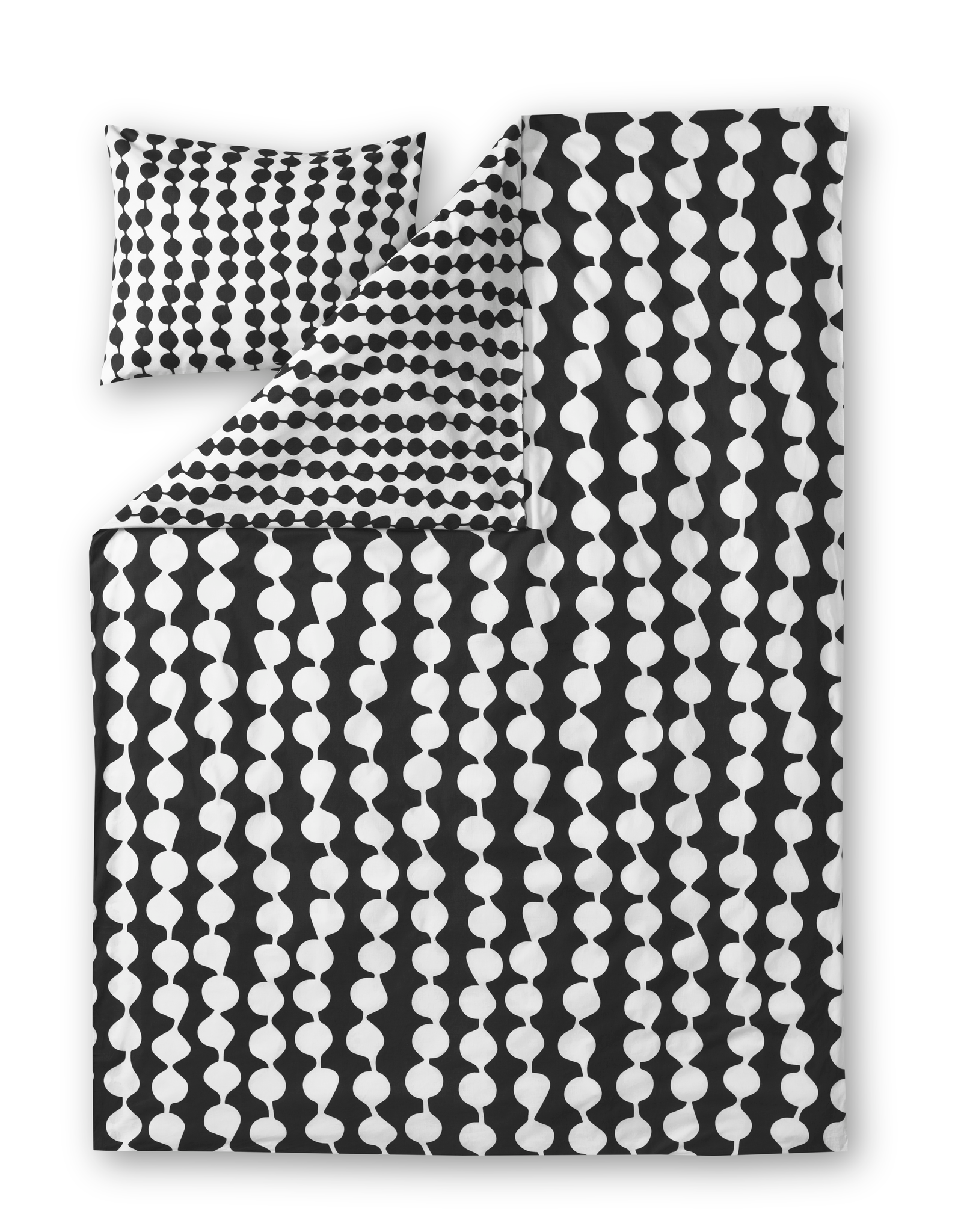 60652-4654-01-06; Finlayson FI Pampula pussilakanasetti Musta / Valkoinen / 150x210 + 50x60 cm