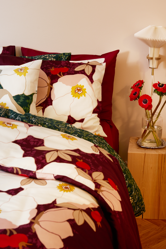 Rosa satiinipussilakanasetti makuuhuone