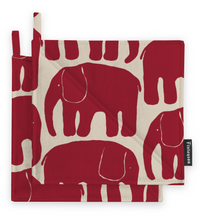 80017-4547-28-10; Finlayson Elefantti Patalappu 2kpl Punainen / Beige / 22x22 cm