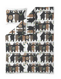 60652-5165-05-06; Finlayson Kopla Pussilakanasetti Ruskea / Persikka / 150x210 + 50x60 cm