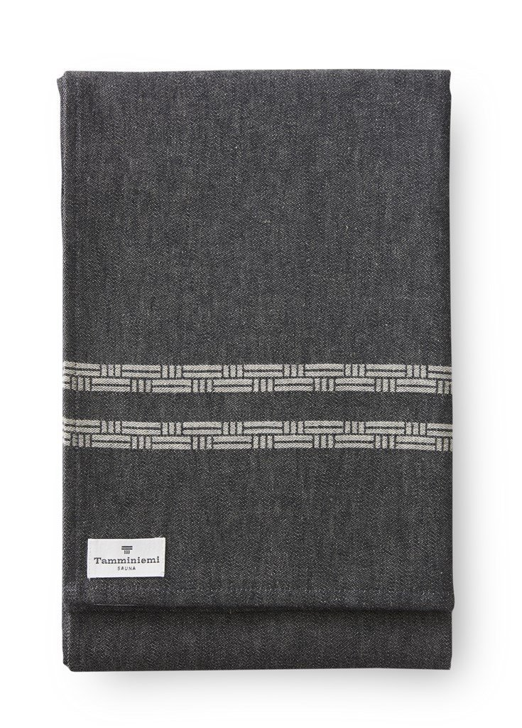 70168-0001-02-06; Finlayson Tamminiemi Kylpypyyhe Musta / Pellava / 90x180 cm