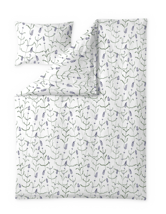 60714-5485-02-06; Finlayson Juuli tencel-satiinipussilakanasetti Lila / Vihreä / 150x210 + 50x60 cm