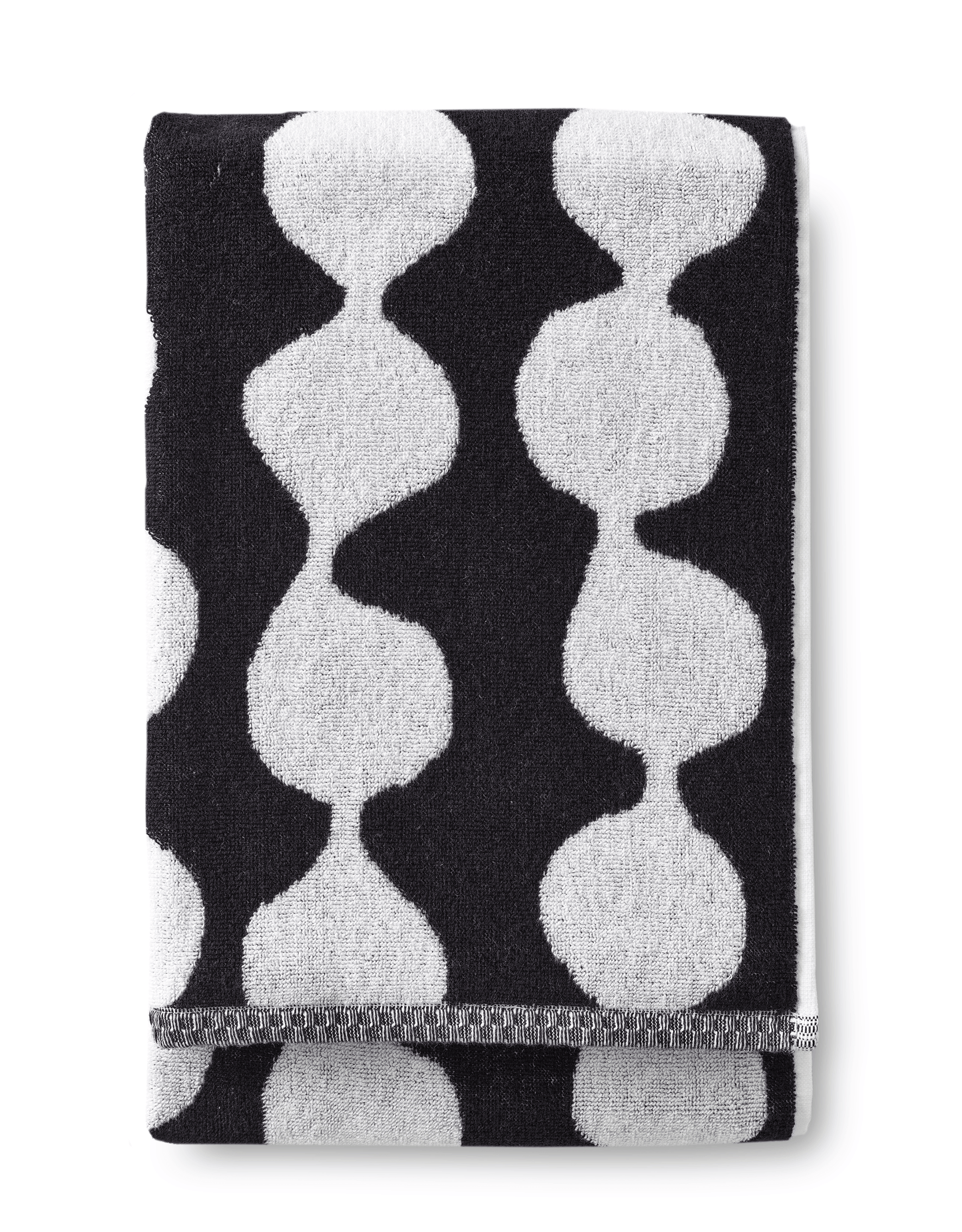 70074-4654-01-06; Finlayson Pampula pyyhe Musta / Valkoinen / 70x150 cm