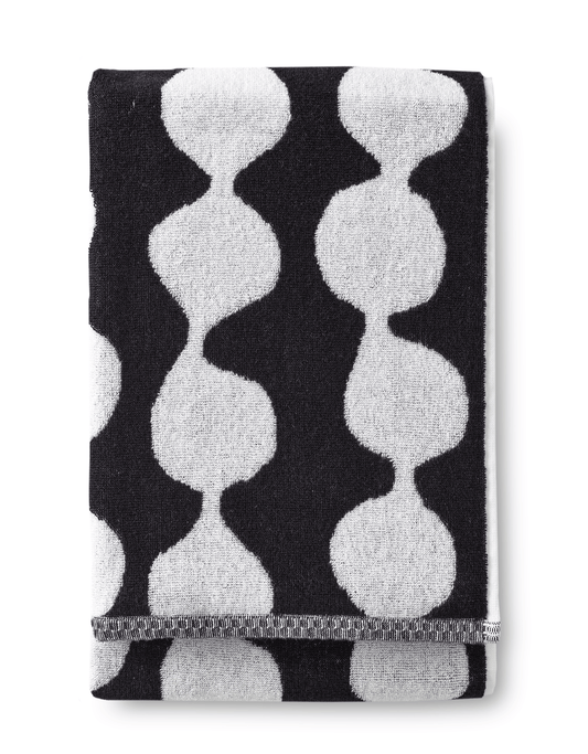 70074-4654-01-06; Finlayson Pampula pyyhe Musta / Valkoinen / 70x150 cm