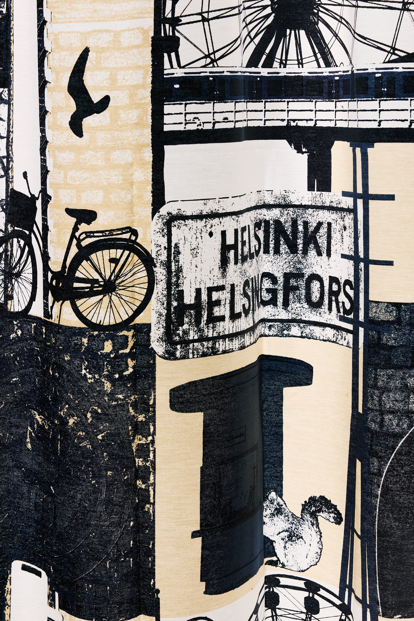 101924-1067_2; Finlayson Helsinki Curtains Beige-sininen / 140x250 cm