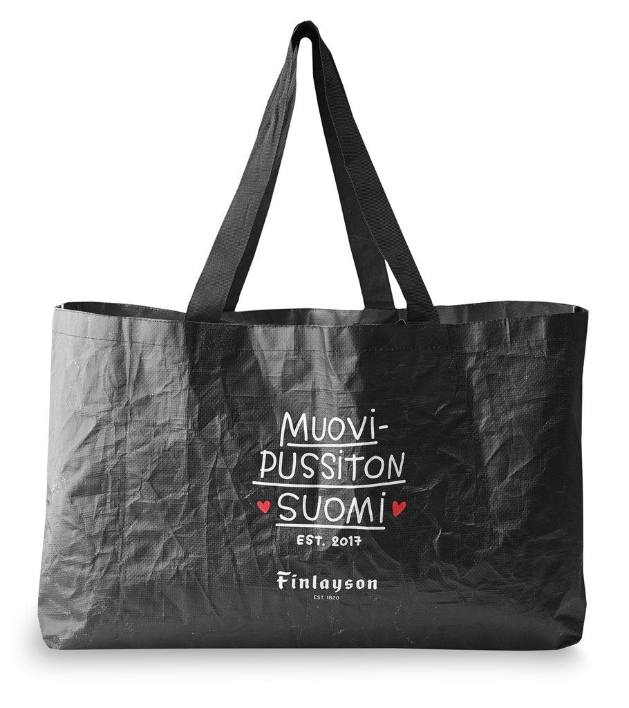 MUOVIPUSSITON SUOMI kestokassi 76x37x18 cm / Musta