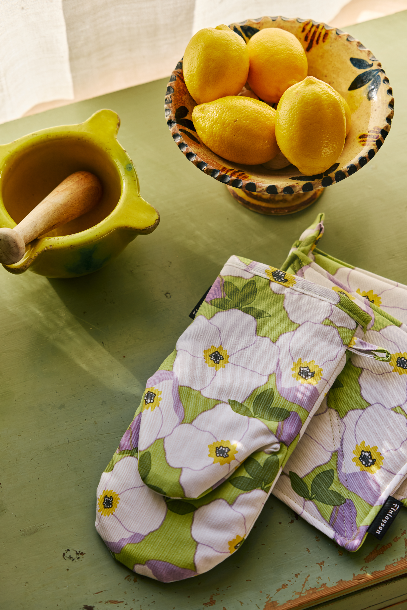 80008-5512-01-10_1; Finlayson Ruusa Patakinnas Vaaleanvihreä / Vaaleanlila / 15x30 cm 