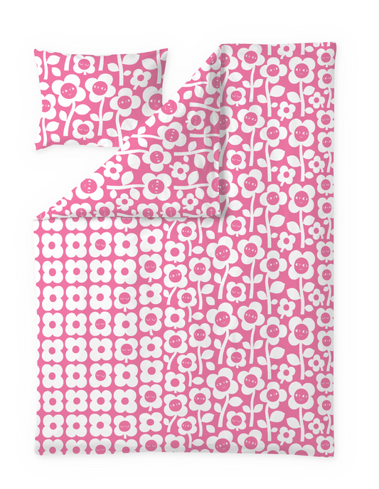 60652-5492-03-06; Finlayson Kukkariemu Pussilakanasetti Pinkki / 150x210 + 50x60 cm 