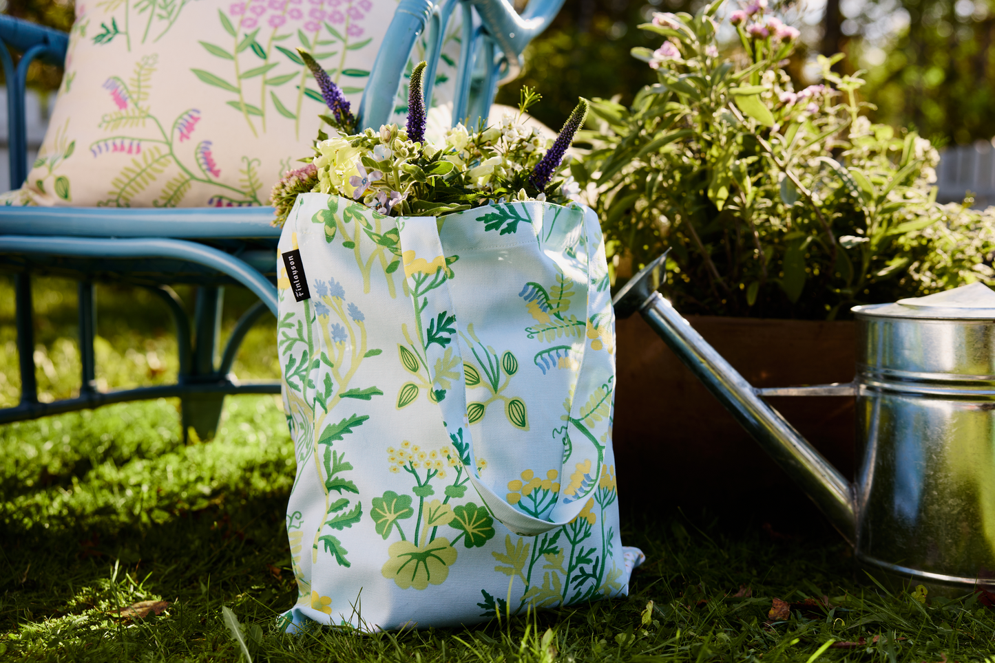 80221-5502-01-10_2; Finlayson Joutomaa Kangaskassi Vaaleansininen / Vihreä / 36x42 cm 