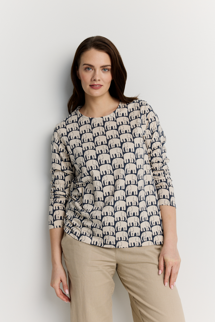 22784451006; 22784451005; 22784451004; 22784451003; 22784451002; 22784451001; Finlayson Elefantti Trikoopaita Vaalea khaki / XS 