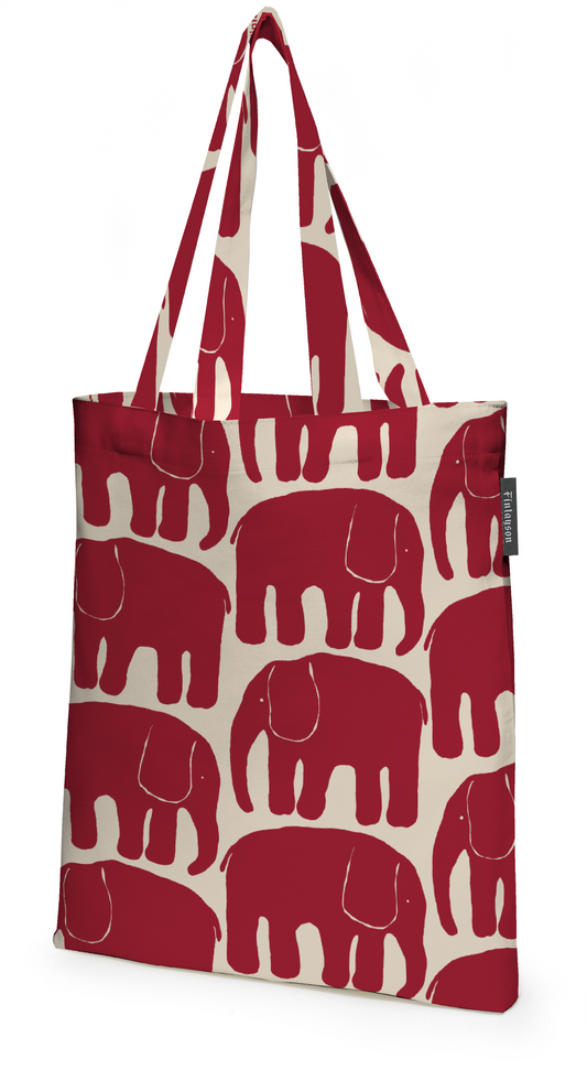 80220-4547-28-10; Finlayson Elefantti Kangaskassi Punainen / Beige / 36x42 cm 