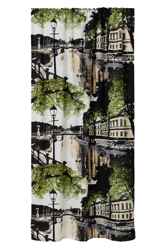 CT000326-7120; Finlayson Aurajoki Curtains Vihreä-keltainen / 140x250 cm 