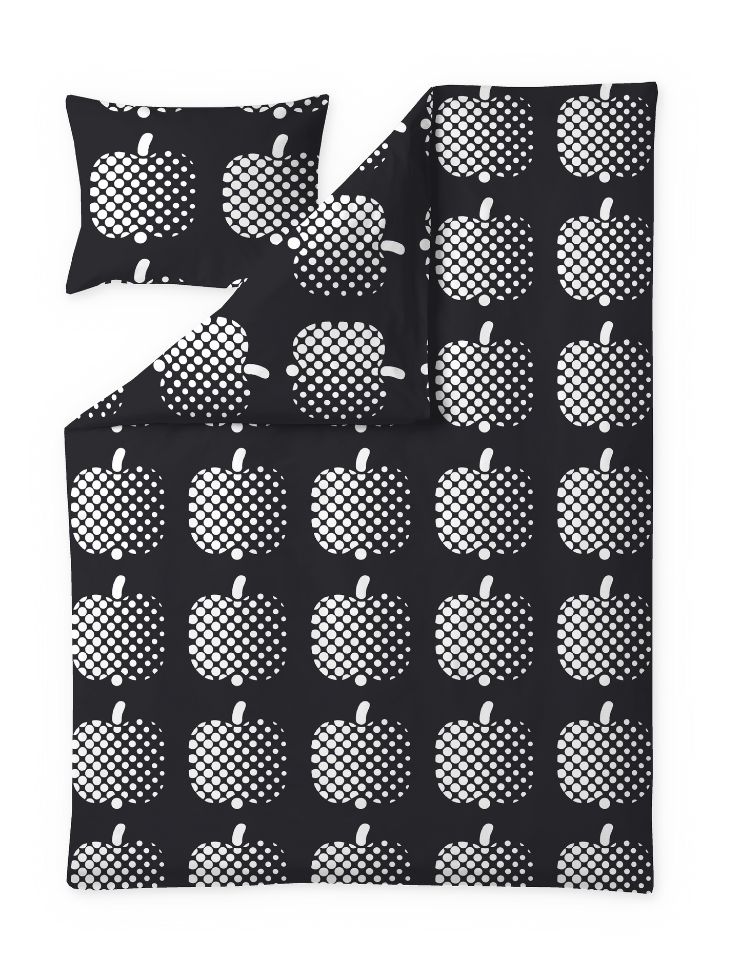 61652-3963-04-06; Finlayson Optinen omena Pussilakanasetti Mustavalkoinen / 150x210 + 50x60 cm 