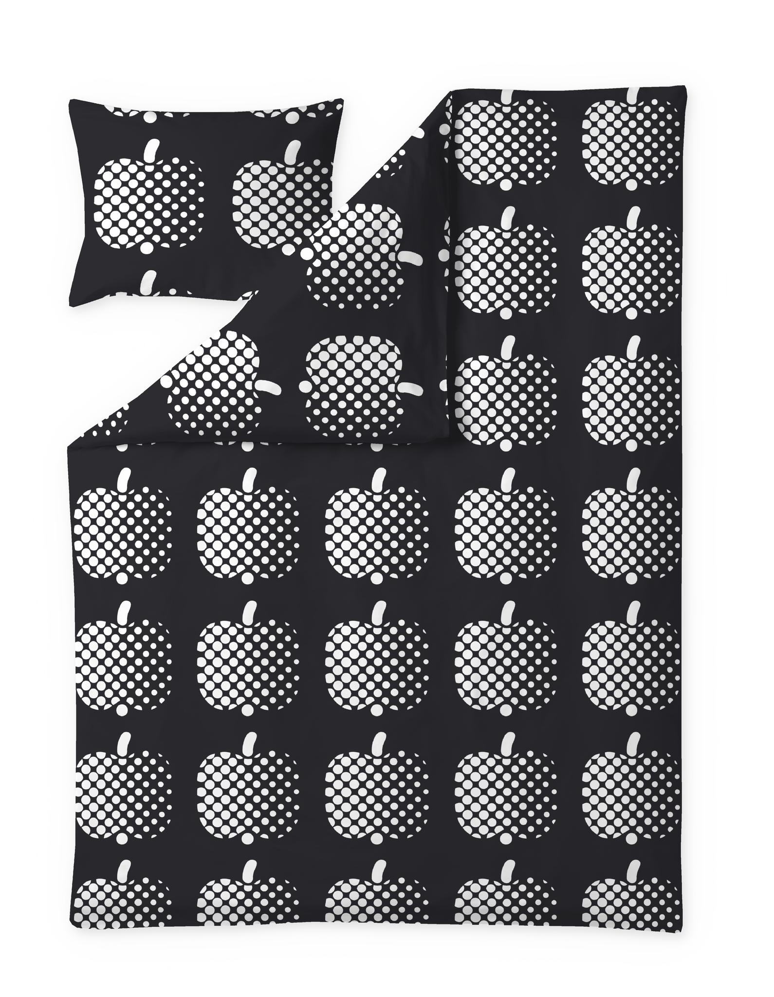 61652-3963-04-06; Finlayson Optinen omena Pussilakanasetti Mustavalkoinen / 150x210 + 50x60 cm 