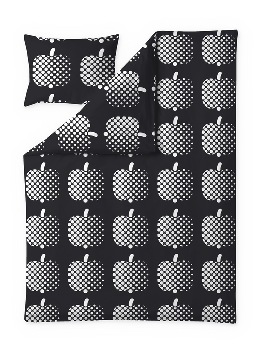 61652-3963-04-06; Finlayson Optinen omena Pussilakanasetti Mustavalkoinen / 150x210 + 50x60 cm 