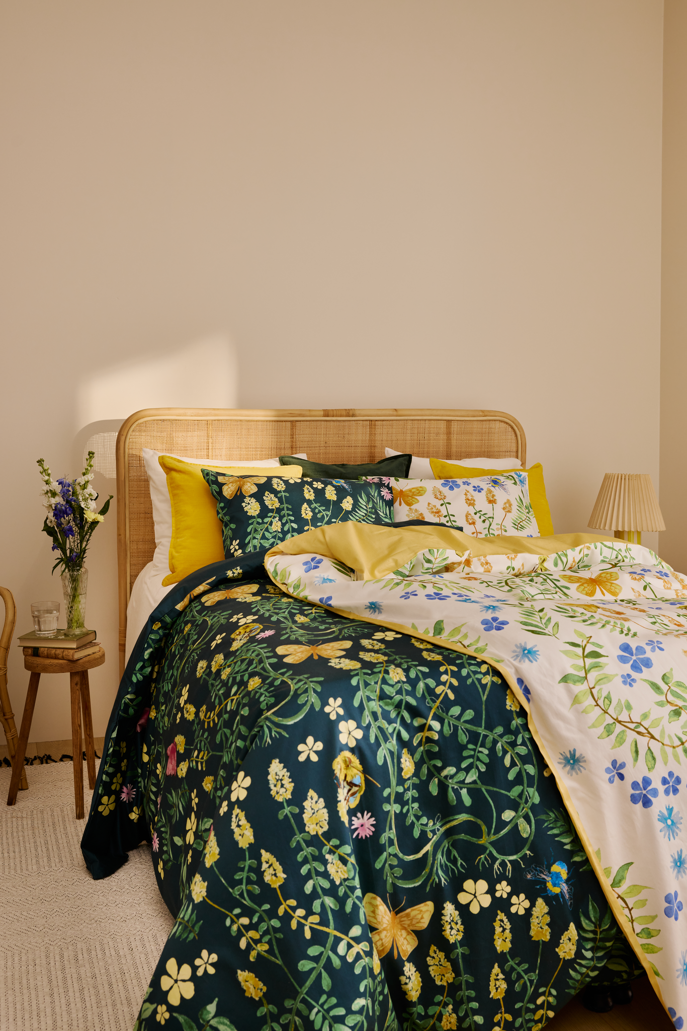 60138-5511-02-10_1; Finlayson Puutarhajuhla Satiinityynyliina Vihreä / Sininen / 50x60 cm 