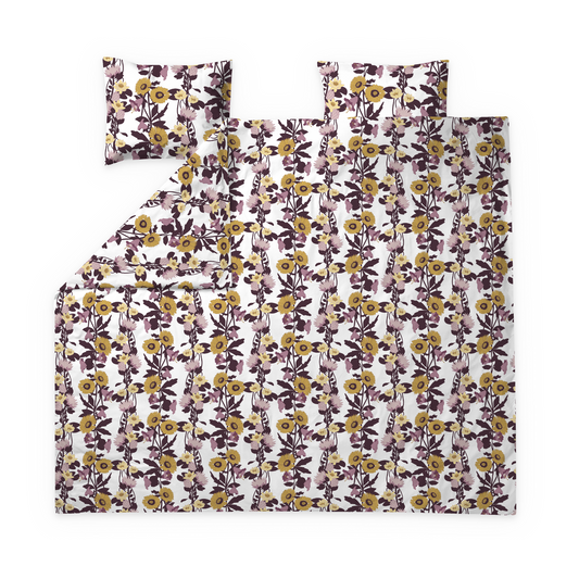 60682-5491-02-05; Finlayson Kaksin Parivuoteen pussilakanasetti Malva / Keltainen / 240x210 + 50x60 cm 