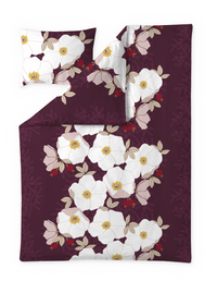 60712-5489-01-06; Finlayson Rosa Satiinipussilakanasetti Luumu / 150x210 + 50x60 cm 