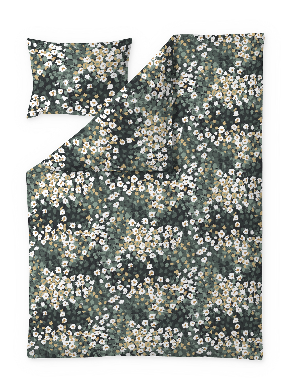 60652-2483-11-06_1; Finlayson LEINIKKI Pussilakanasetti Vihreä / Okra / 150x210 + 50x60 cm 