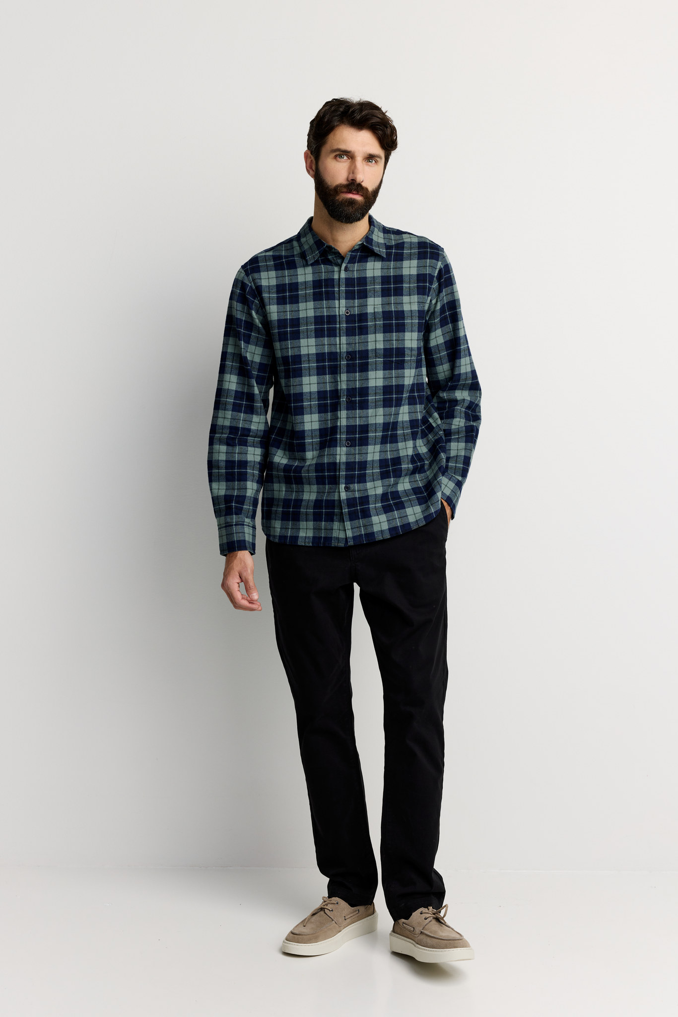 22784495003_2; Finlayson TARTAANI Kauluspaita Tummansininen / Vihreä / XL 