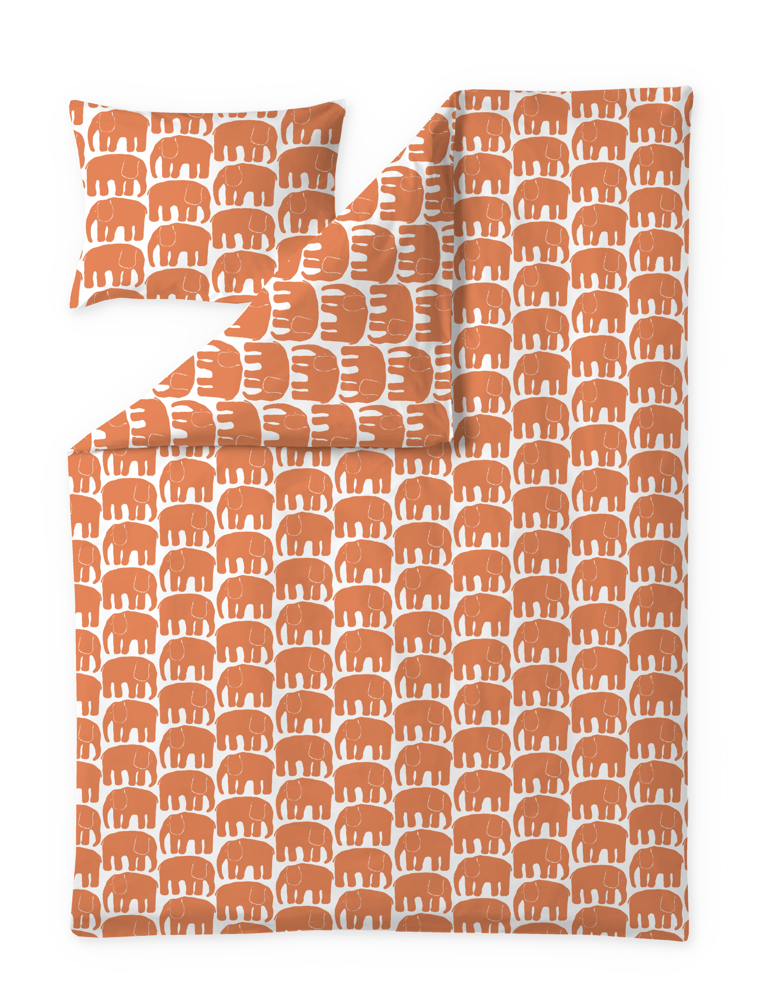 60652-4547-19-06; Finlayson FI Elefantti pussilakanasetti Valkoinen / Vaaleanoranssi / 150x210 + 50x60 cm