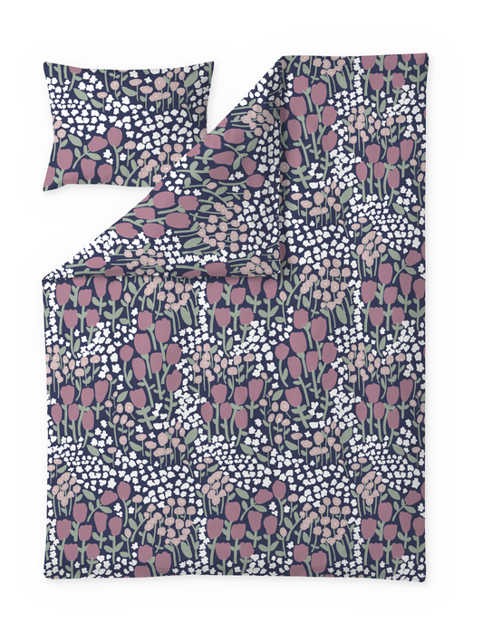 60652-5224-06-06; Finlayson Huiske Pussilakanasetti Sininen / Malva / 150x210 + 50x60 cm 