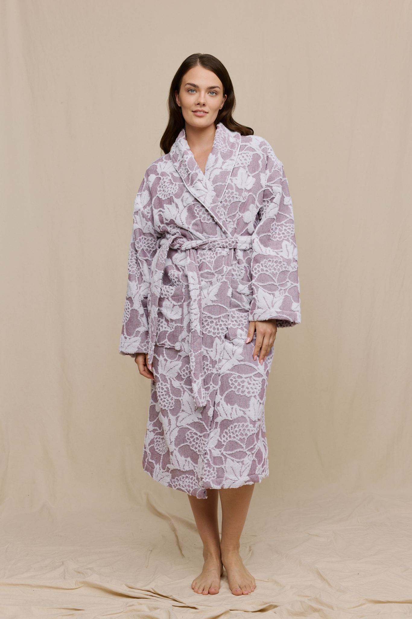 FW13001-436-LXL; Finlayson Annukka Kylpytakki Malva / Valkoinen / L/XL 