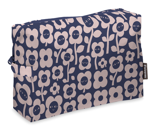 80250-5492-02-05; Finlayson Kukkariemu Toilettilaukku Tummansininen / Roosa / 28x20 cm 