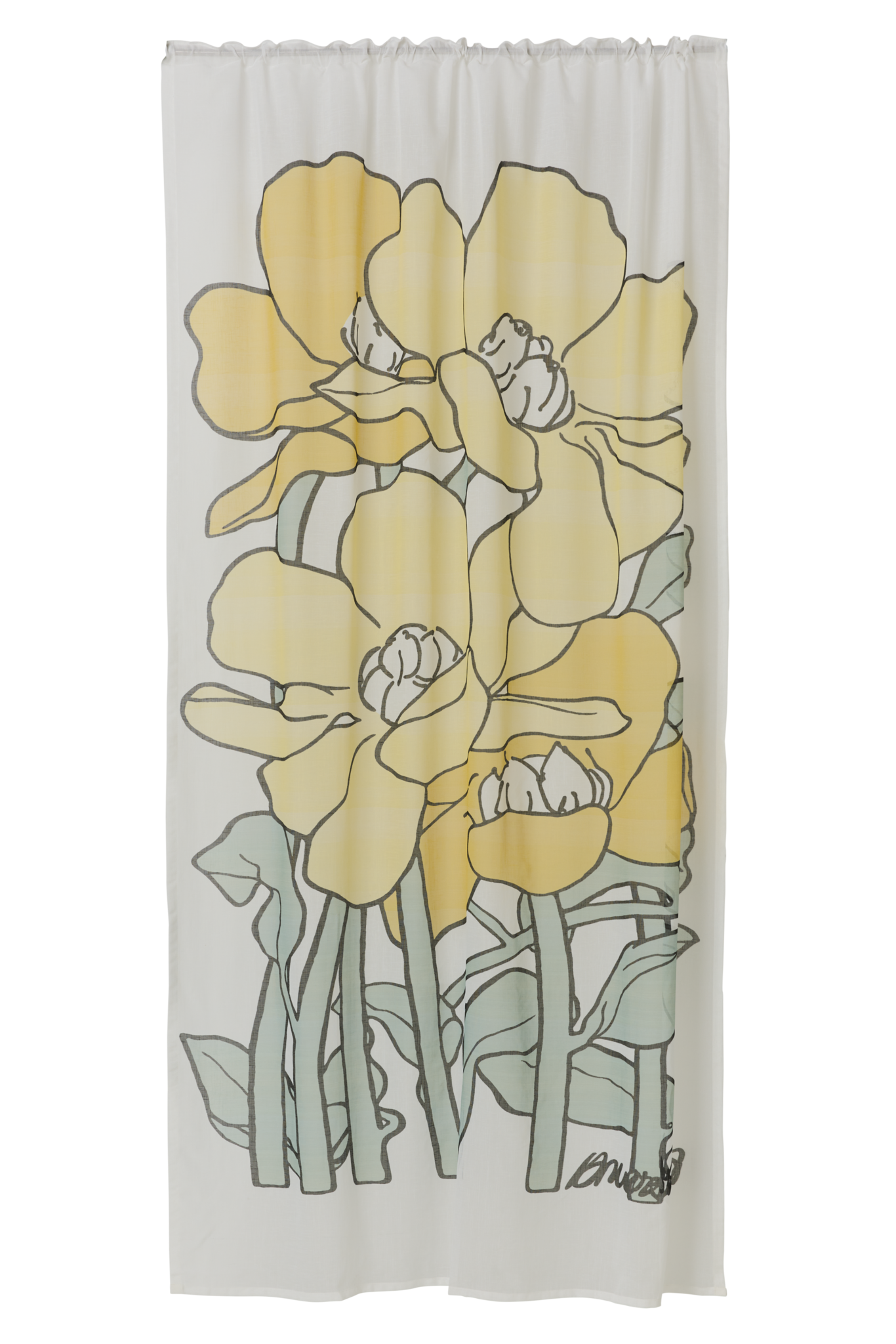 109015-2372; Finlayson Olivia Curtains Keltainen-salvianvihreä / 140x250 cm 