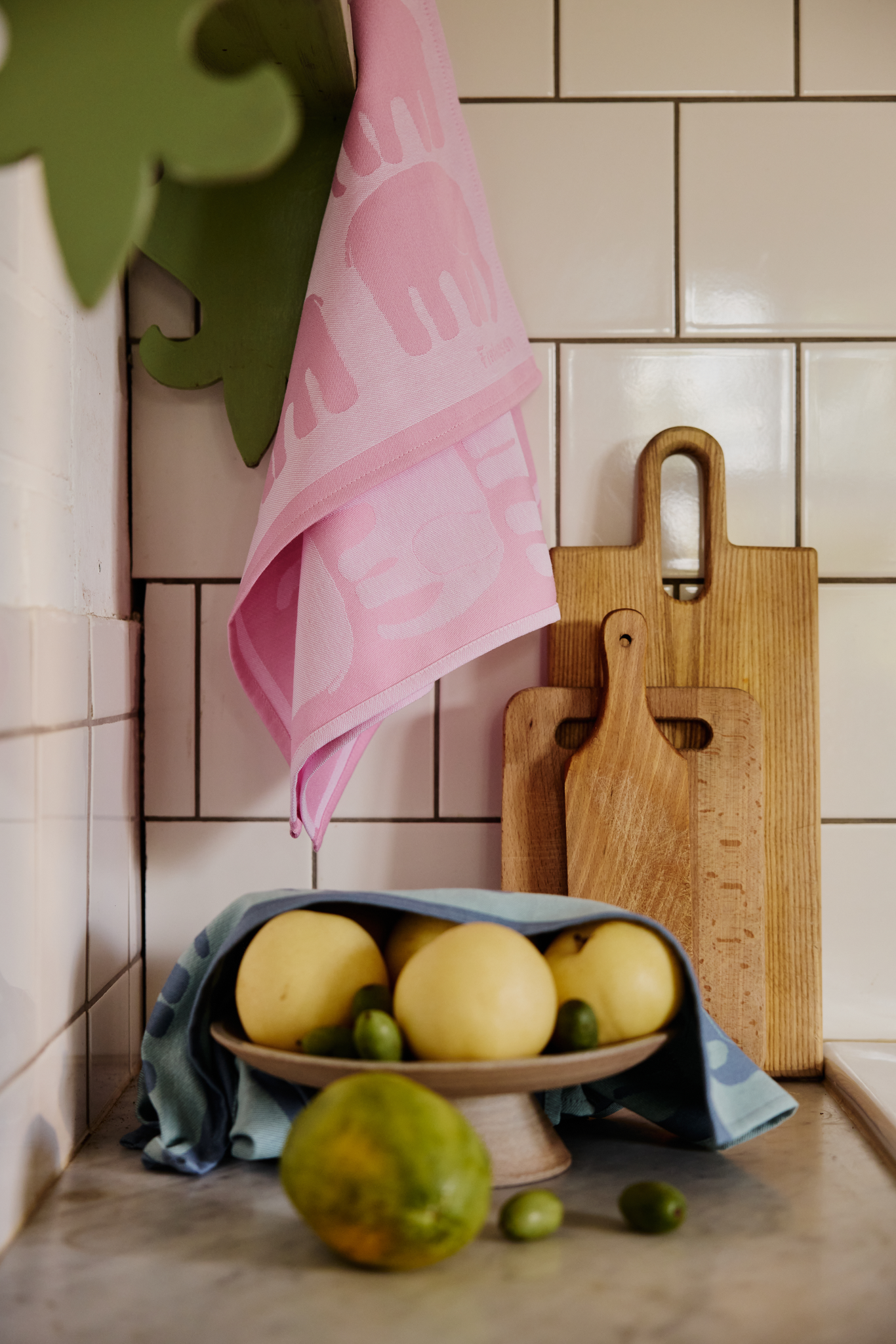 70940-4547-08-10_1; Finlayson Elefantti Keittiöpyyhe 2 kpl Vaaleanpunainen / Valkoinen / 50x70 cm 