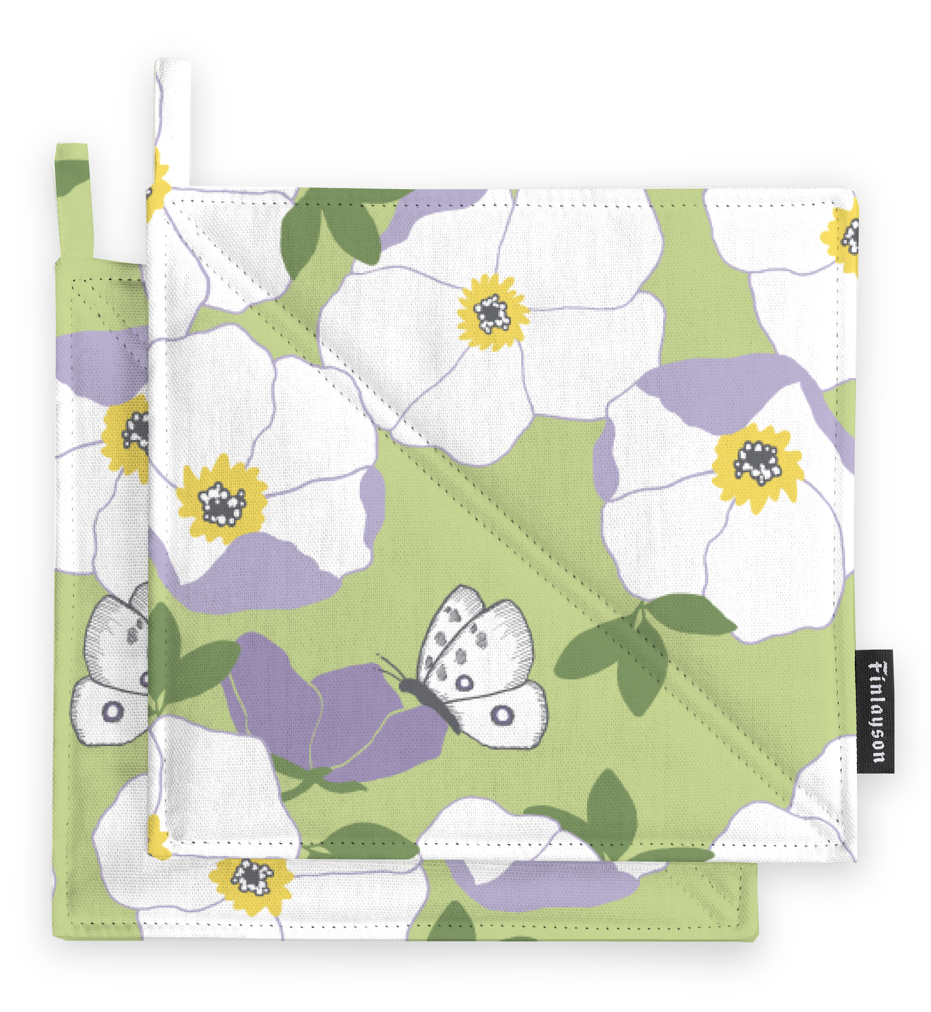 80018-5512-01-10; Finlayson Ruusa Patalappu 2 kpl Vaaleanvihreä / Vaaleanlila / 22x22 cm 