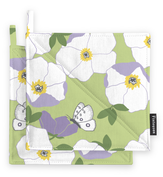 80018-5512-01-10; Finlayson Ruusa Patalappu 2 kpl Vaaleanvihreä / Vaaleanlila / 22x22 cm 