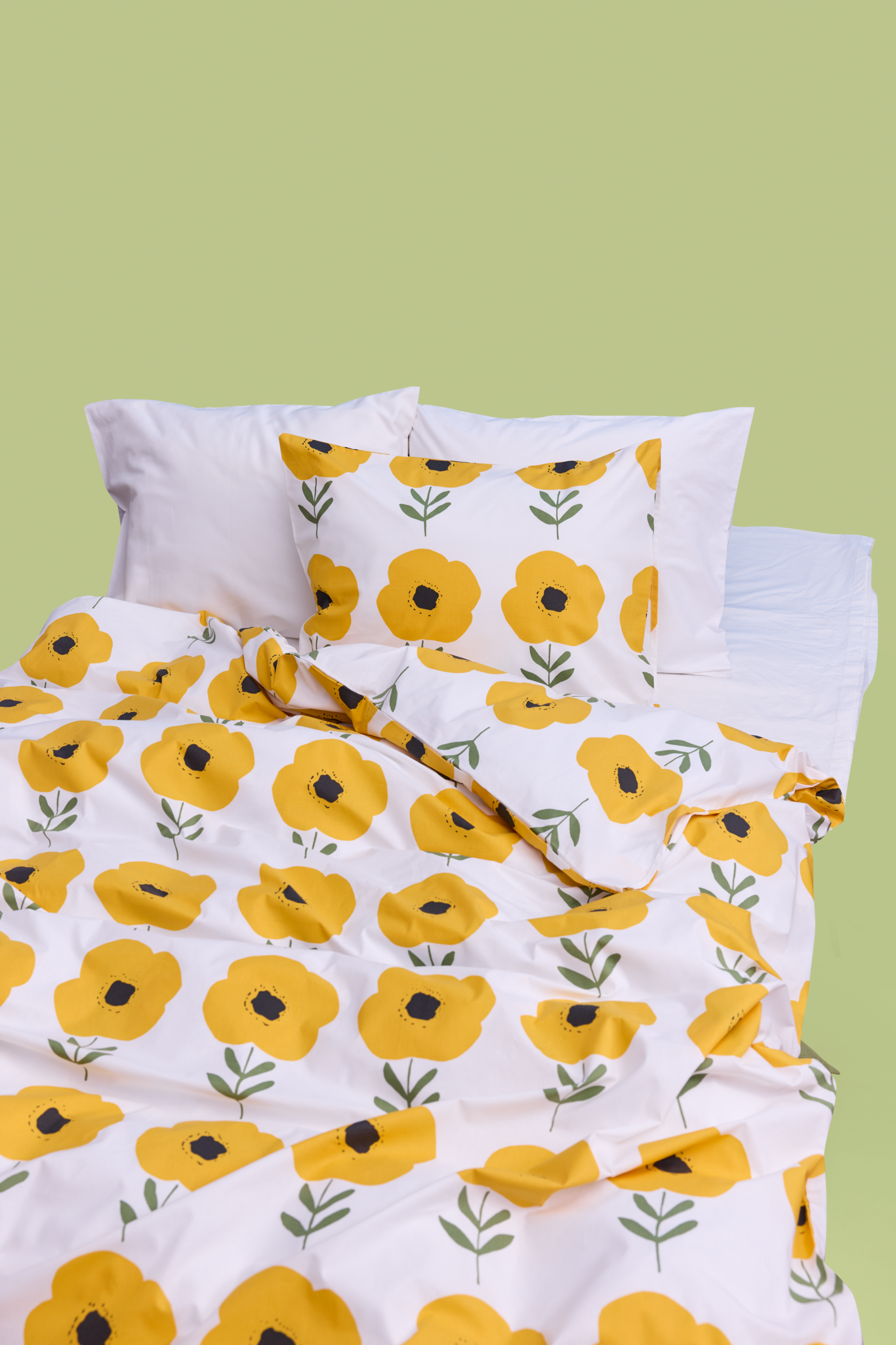 60652-5515-01-06_1; Finlayson Sanelma Pussilakanasetti Keltainen / Vihreä / 150x210 + 50x60 cm 