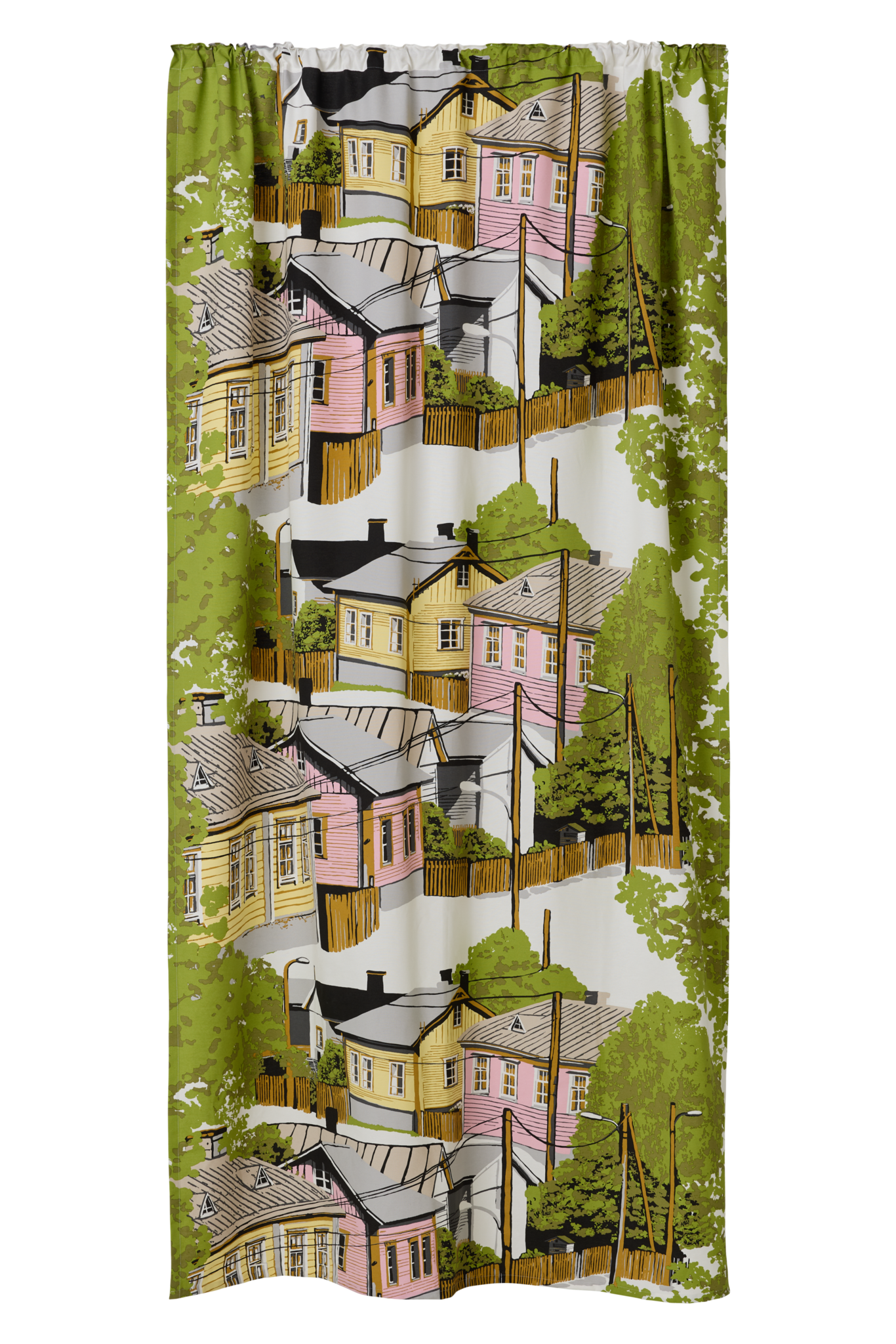 109010-4220; Finlayson Naapurusto Curtains Pinkki-keltainen / 140x250 cm 